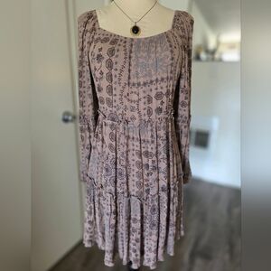 Boho Blue B Long Sleeve Dress NWT Size Small